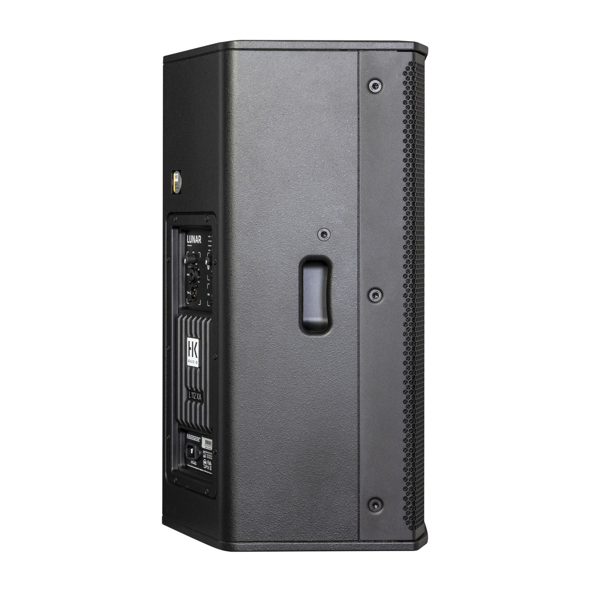 HK Audio LUNAR 112XA active PA speaker with built-in amplifier and sleek design, ideal for professional sound reinforcement.