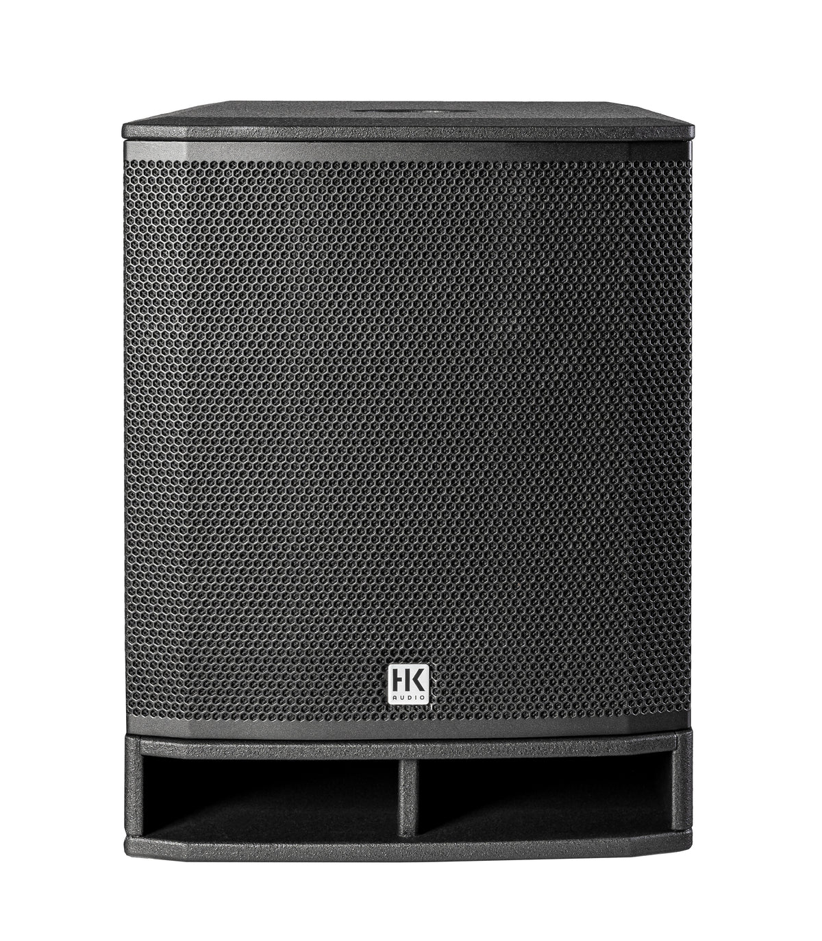 HK Audio Portable SUB 115A active powered subwoofer with black enclosure and control panel, designed for high-quality sound reinforcement.