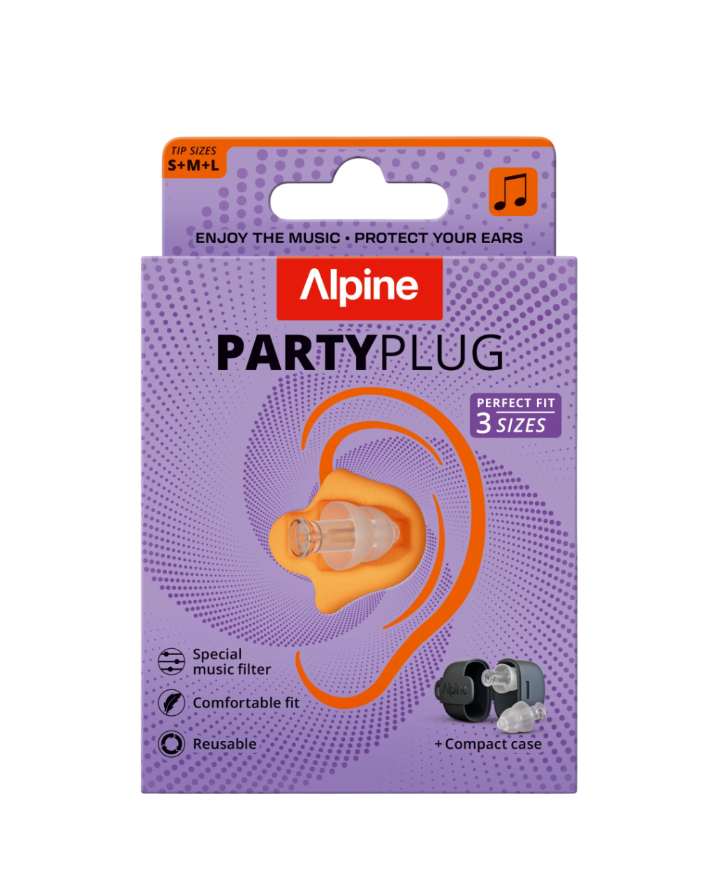 Alpine PartyPlug Earplugs Pack w/Case (-19dB) - Transparent