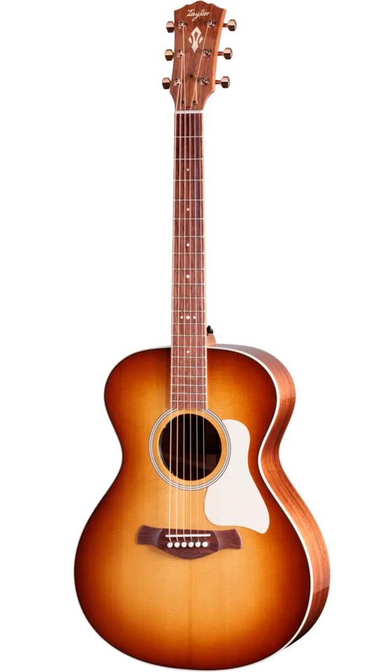 Taylor Ben Harper Gold Label 512e acoustic guitar with shaded edge burst finish, showcasing its elegant body and detailed craftsmanship.
