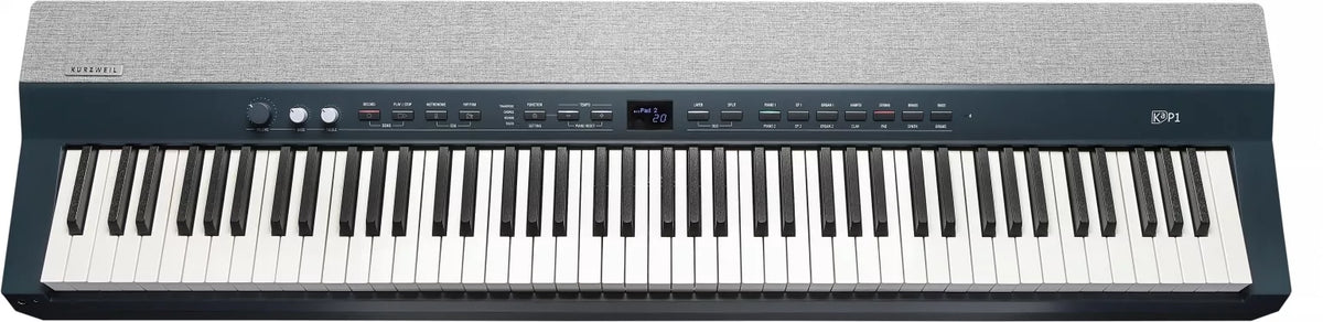 Kurzweil KA P1 LB portable digital piano with 88 keys, compact design, and built-in speakers, ideal for musicians on the go.