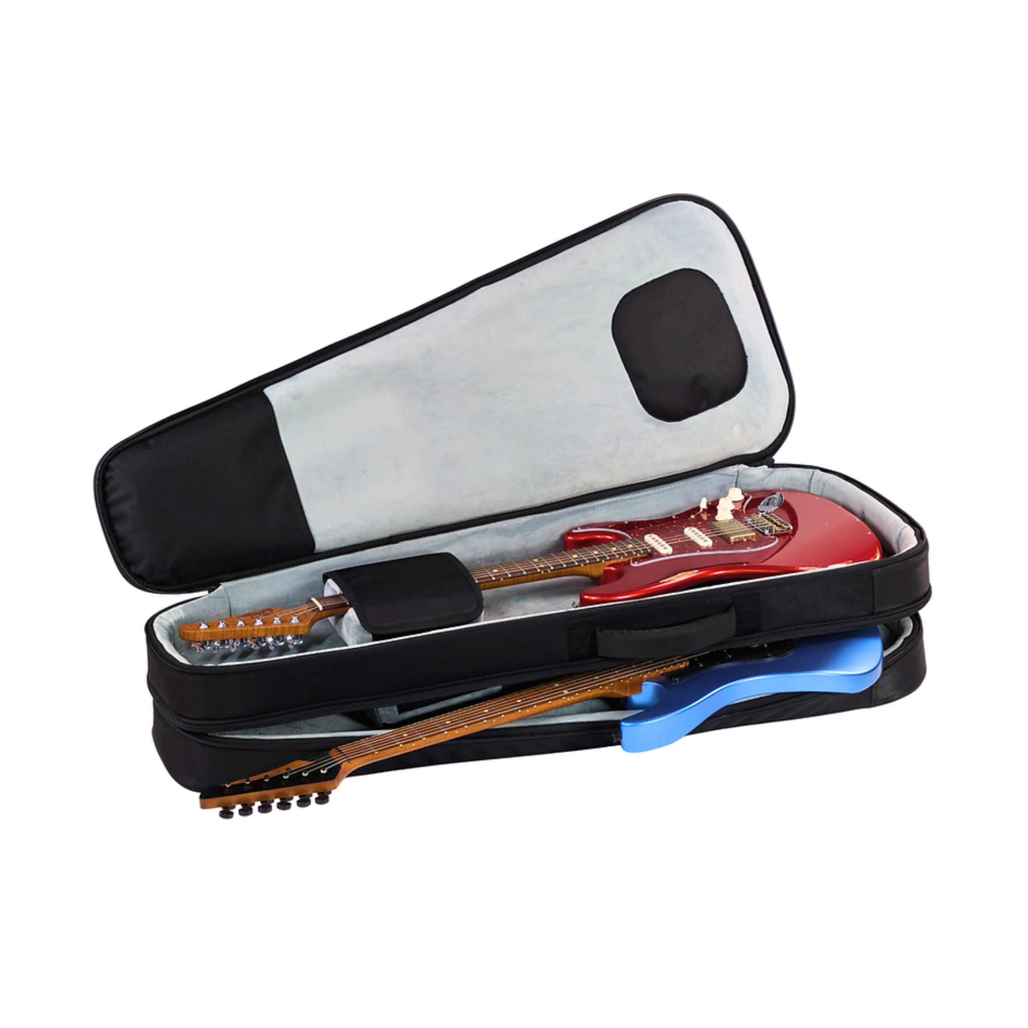 Mammoth Woolyg2 premium double electric guitar bag with padded interior and sturdy handles, designed for secure instrument transport.
