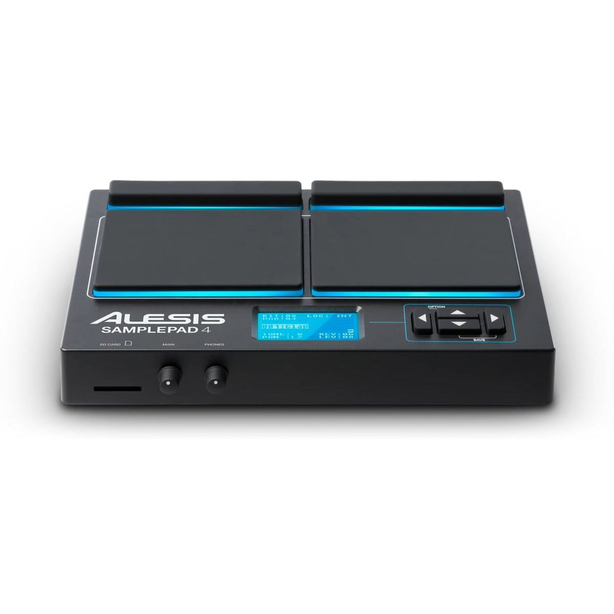 Alesis Sample Pad 4 electronic drum multipad with various colorful pads for triggering drum sounds and samples.