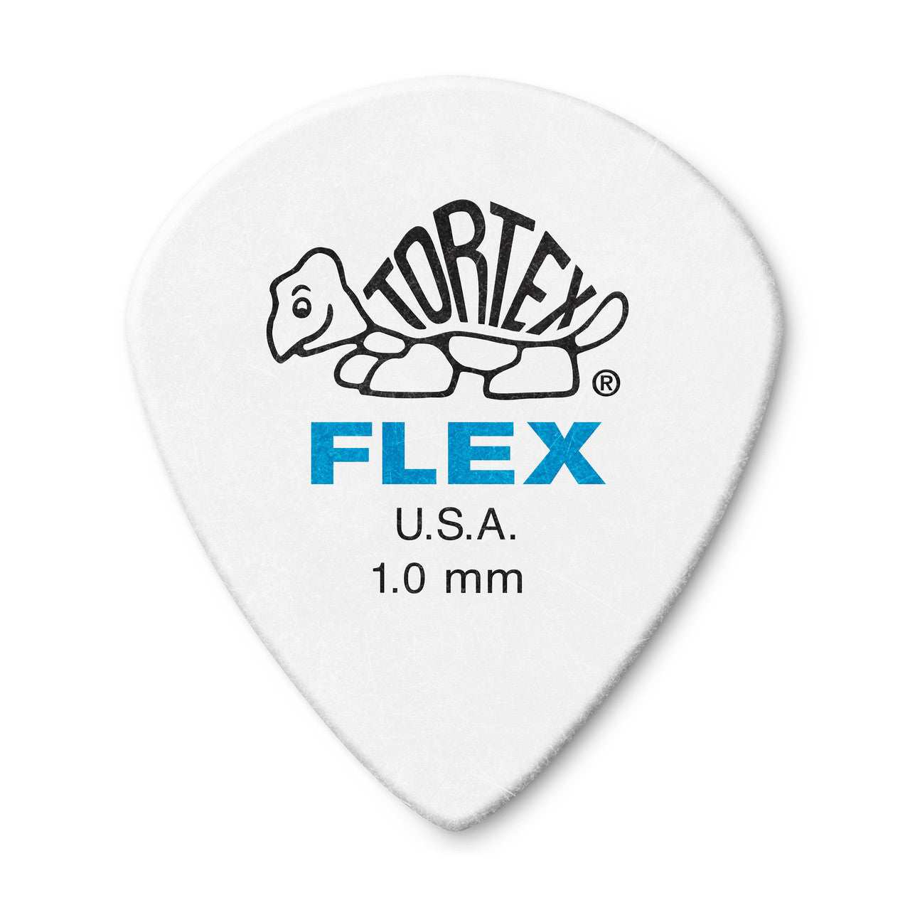 Jim Dunlop Tortex Flex Jazz III 1.00mm guitar pick, black and red, with textured grip and pointed tip for precise playing.