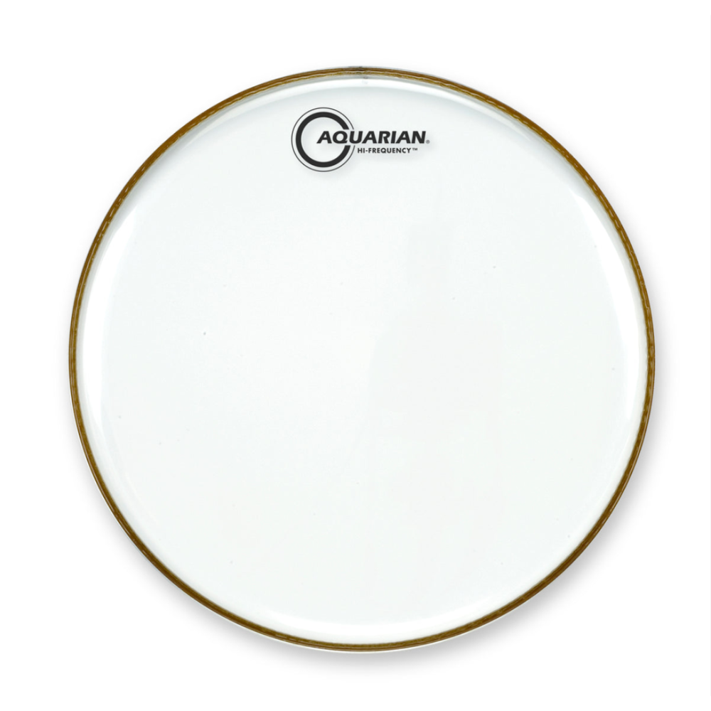 AQUARIAN HF8 Hi-Frequency Clear drum head, transparent and smooth, designed for high-frequency sound clarity and durability.