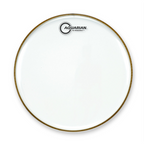 AQUARIAN HF8 Hi-Frequency Clear drum head mounted on a drum shell, showcasing its transparent, high-frequency design.