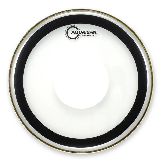 AQUARIAN PFPD 10 Performance II 2-Ply Clear Drum Head with Power Dot, designed for drum set percussion.