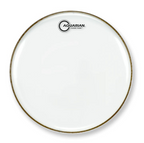AQUARIAN CCSN14 Classic clear 14-inch snare-side resonant drum head mounted on a drum for a close-up view