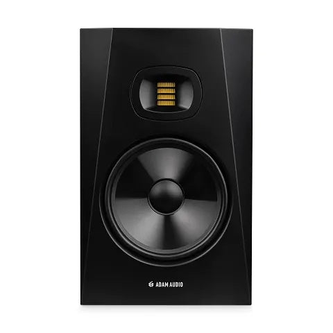 ADAM Audio T8V 8-inch 2-way nearfield studio monitor speaker, black finish, front view with drivers and controls visible.