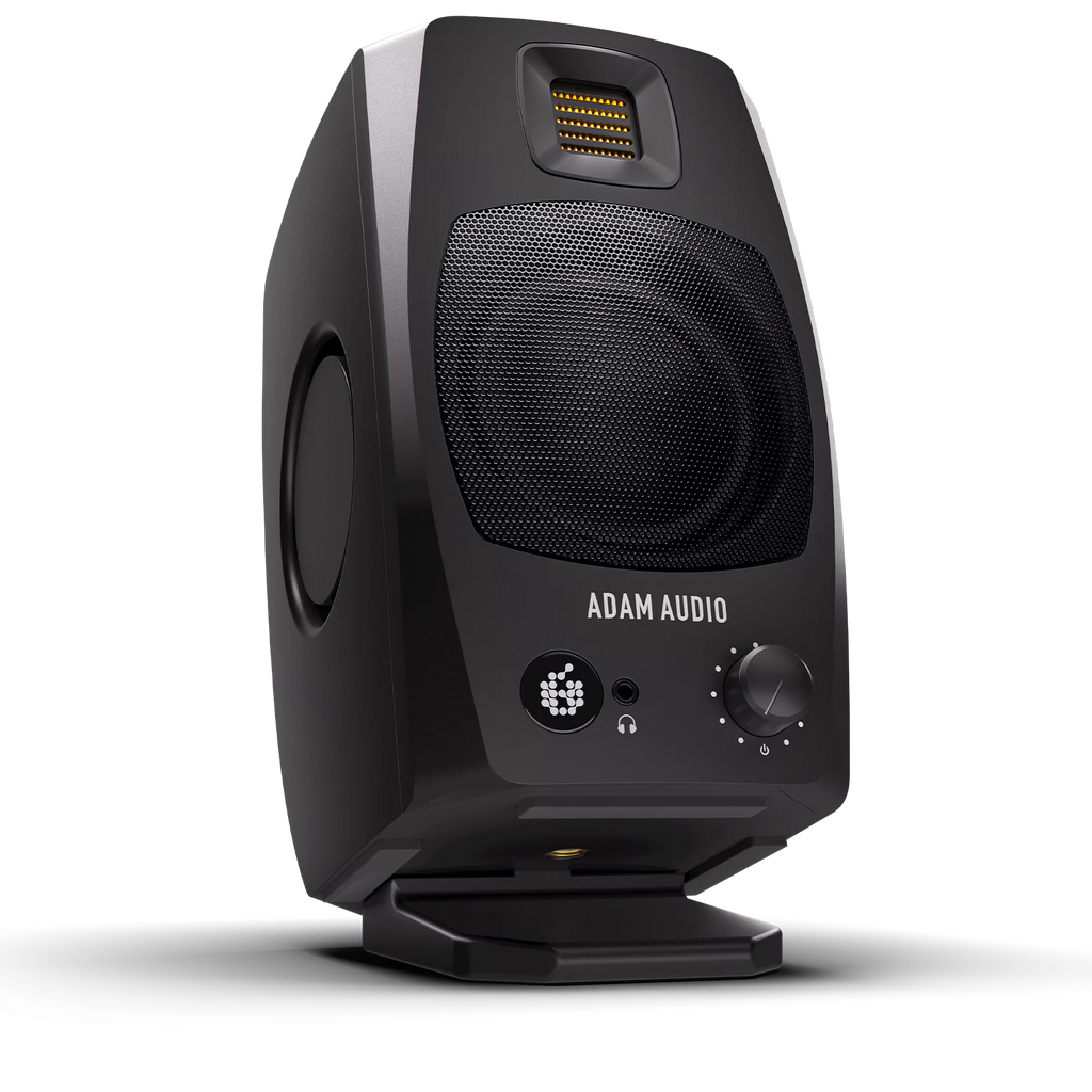 Black Adam Audio D3V active desktop studio monitor system with dual drivers and sleek design, ideal for professional audio production.