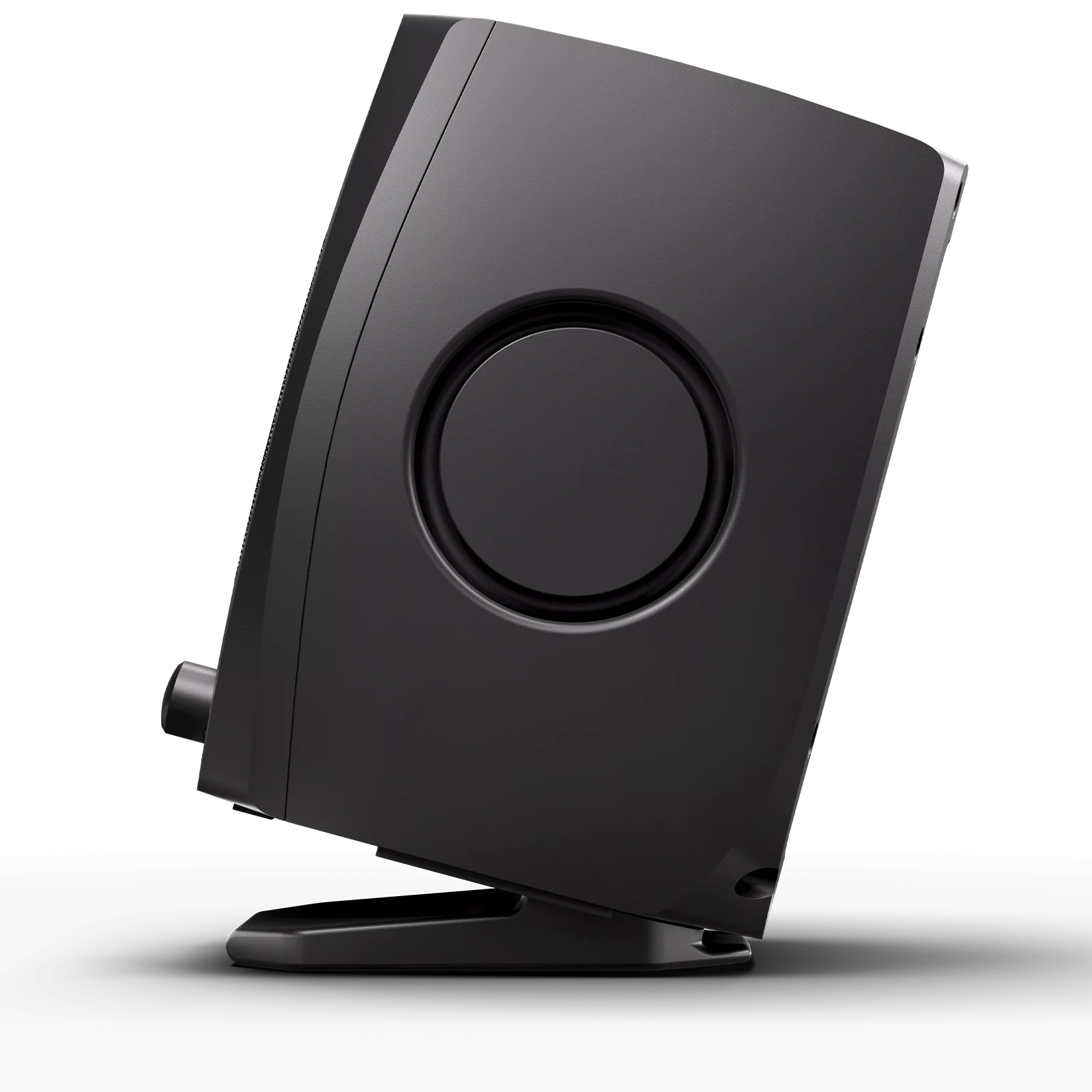Black Adam Audio D3V active desktop studio monitor system with sleek design and detailed speaker drivers.
