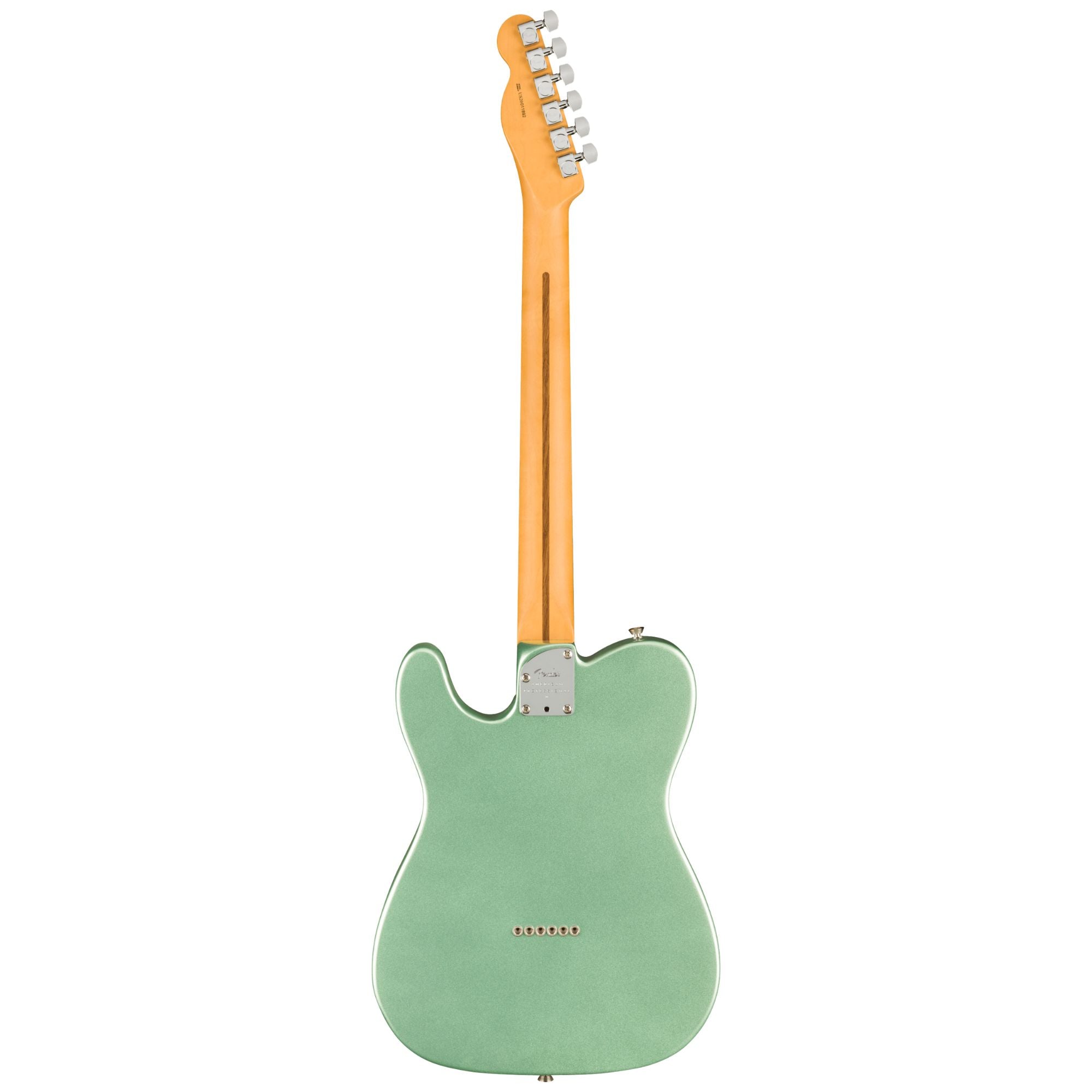 Fender American Professional II Telecaster electric guitar with rosewood fretboard in Mystic Surf Green color.