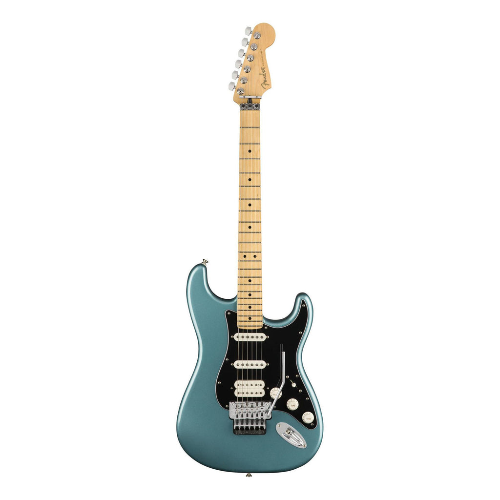 Fender Player Stratocaster Floyd Rose electric guitar with tidepool finish and maple fretboard, showcasing its body and hardware.