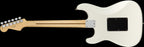 Fender Player Stratocaster Floyd Rose electric guitar with maple fretboard in polar white, showcasing its sleek body and hardware details.