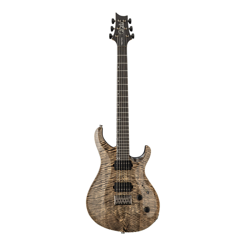PRS Tekton electric guitar with black tourmaline finish, natural neck, and sleek design, ideal for rock and blues players.
