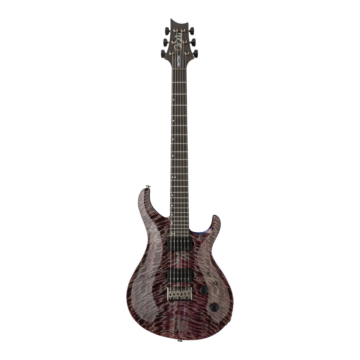 PRS Tekton Electric Guitar featuring a violet tourmaline finish and natural neck, showcased from the front.