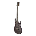 PRS Tekton T electric guitar in violet tourmaline finish with natural neck, angled view showcasing the sleek body and hardware details.