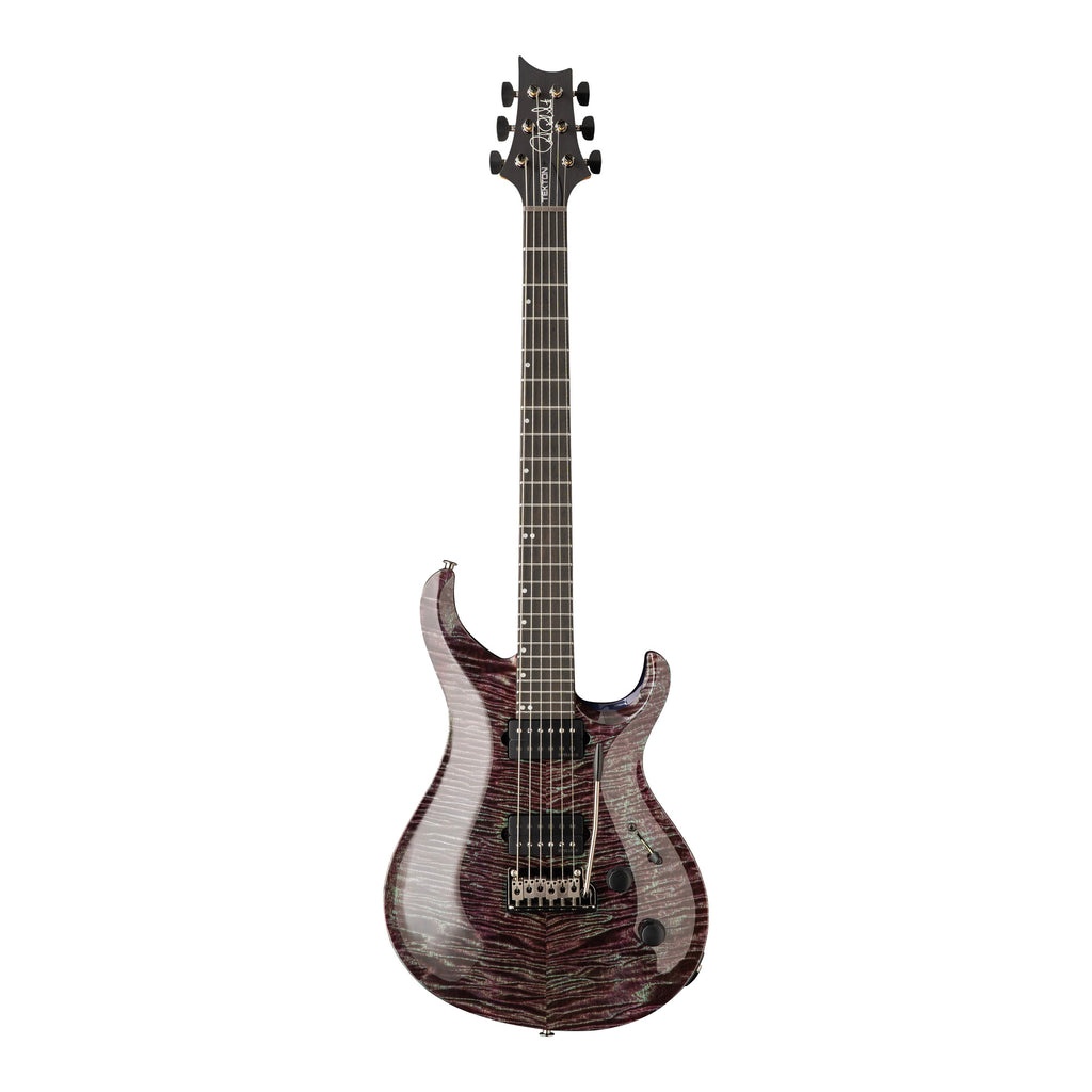 PRS Tekton T electric guitar in violet tourmaline finish with natural neck, shown from the front.