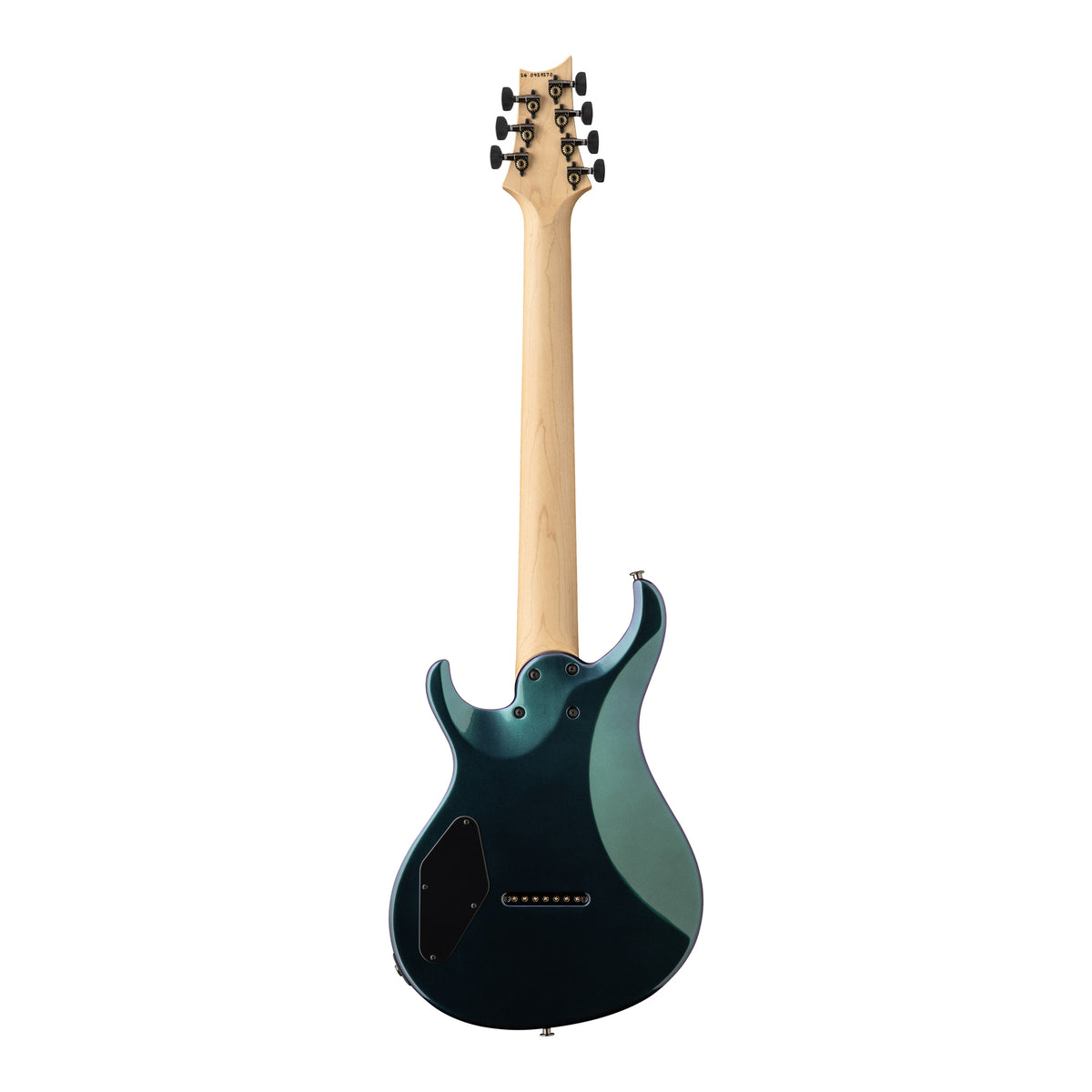 PRS Tekton SVN electric guitar in violet tourmaline finish with natural neck, shown from the back.
