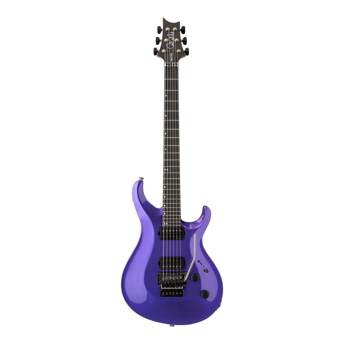 PRS Tekton Floyd electric guitar in purple royale finish with natural neck, showcasing the front view of this sleek electric guitar.