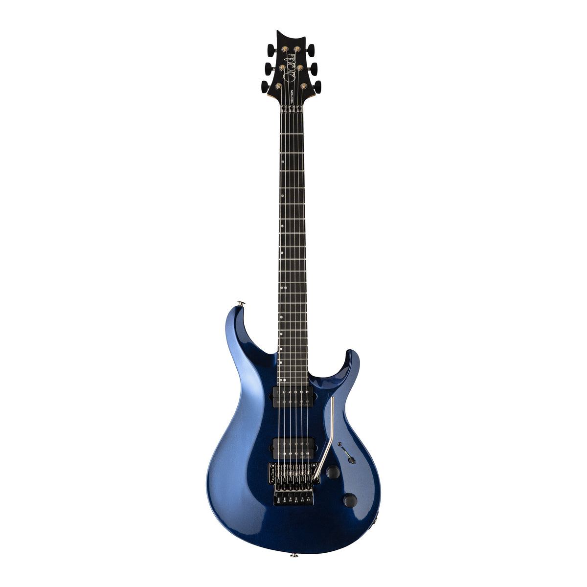 PRS Tekton Floyd electric guitar in Pearl Black with natural neck, showcasing a sleek body and Floyd rose tremolo system.