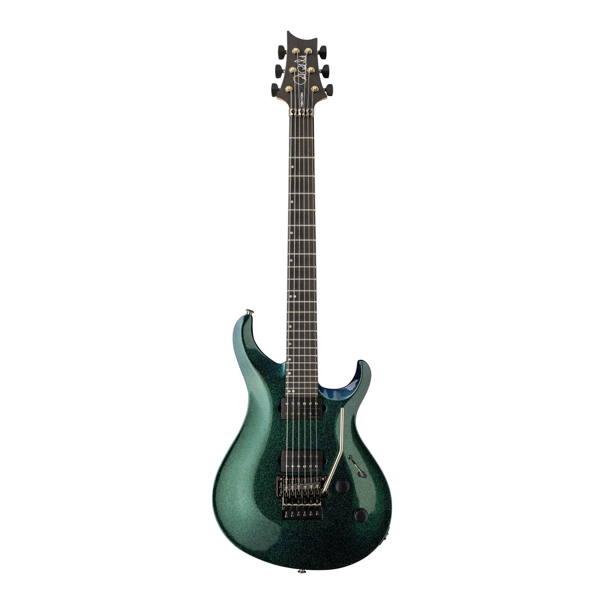 PRS Tekton Floyd electric guitar with multi-metal flake finish, natural neck, and classic design, perfect for rock and metal music.