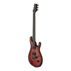 PRS Tekton electric guitar in fuchsia aura finish with black satin neck, showcasing its sleek body and modern design.