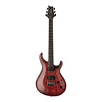 PRS Tekton electric guitar in fuchsia aura finish with black satin neck, showcased from the front.
