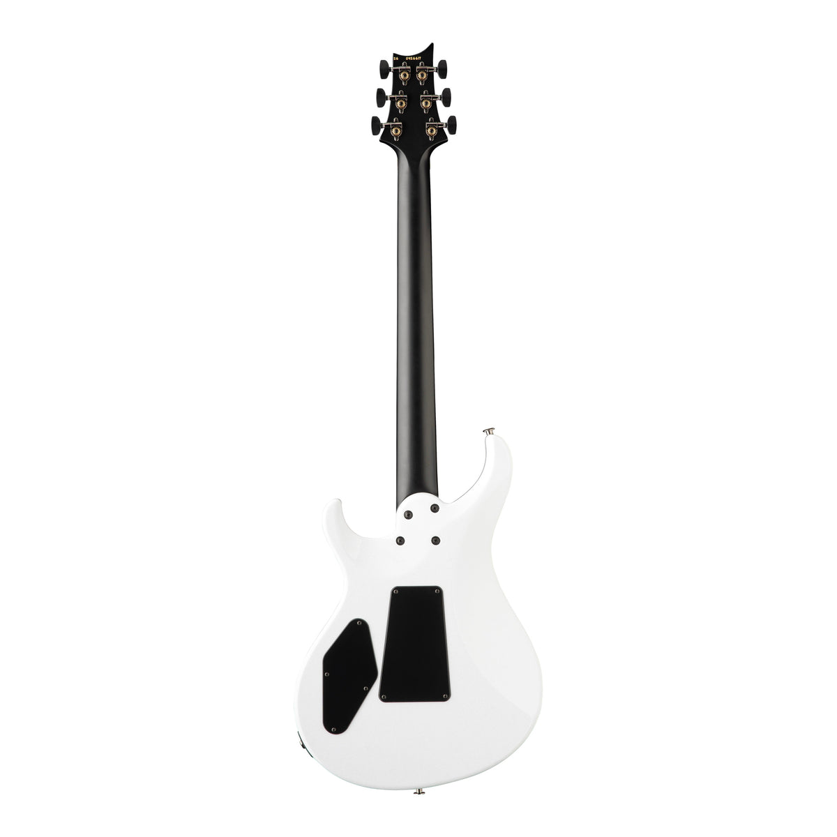PRS Tekton Floyd Electric Guitar in white holoflake finish with black satin neck, showcasing its sleek body and modern design.