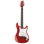 PRS Silver Sky Defender LTD electric guitar in Portofino Red, showcasing a sleek body and detailed craftsmanship.