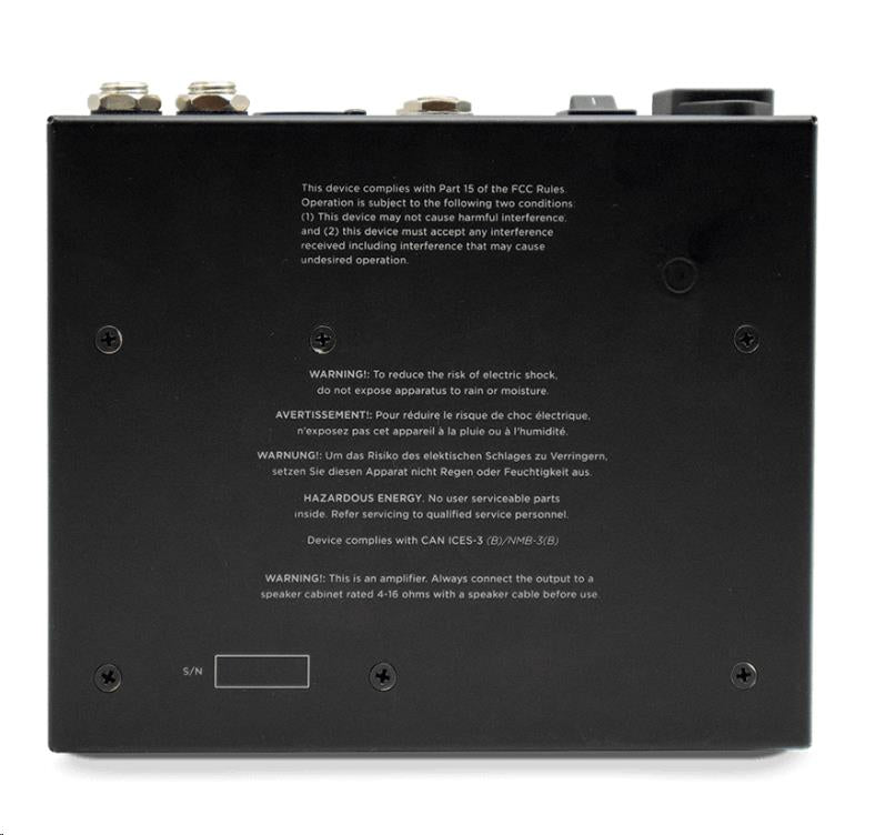 Seymour Duncan Powerstage 200 guitar power amplifier with control knobs and input/output jacks, compact effects pedal design.
