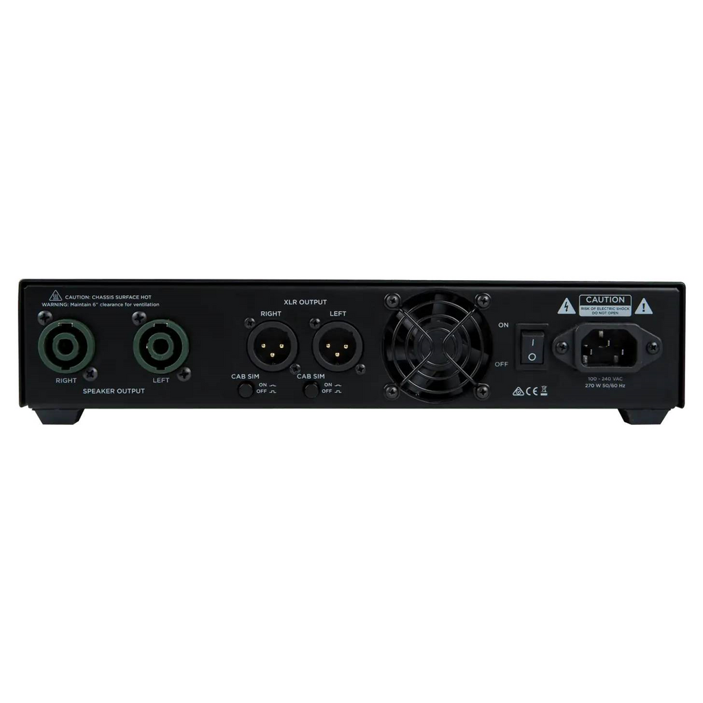 Seymour Duncan Powerstage 700 guitar power amplifier mounted on a pedalboard with control knobs and input/output jacks.