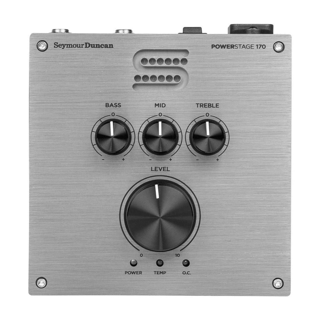 Seymour Duncan Powerstage 170 guitar power amplifier, compact effects pedal with control knobs and input/output jacks.