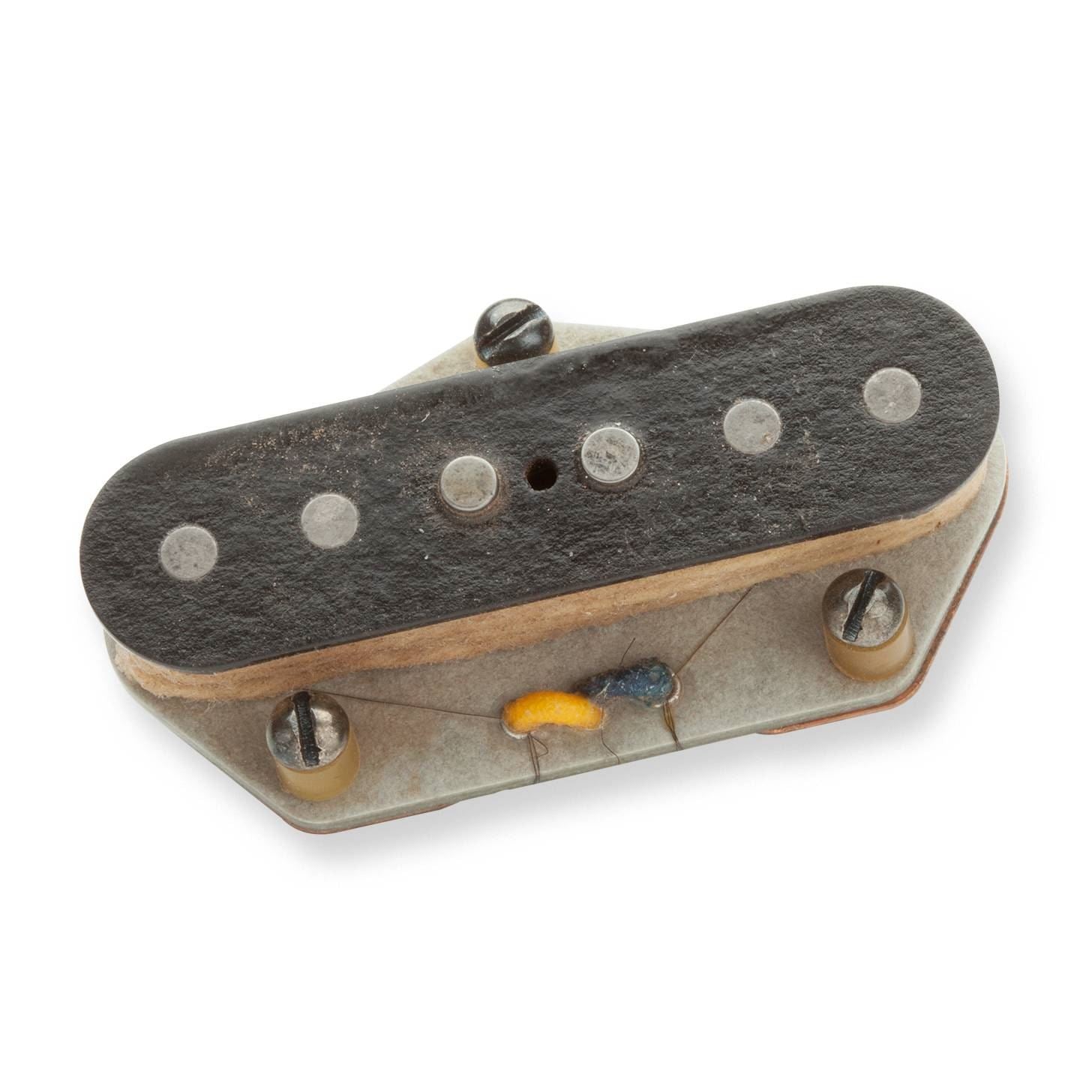 Seymour Duncan Antiquity II Telecaster bridge pickup showing vintage-style pickup with mounting hardware and coil winding.
