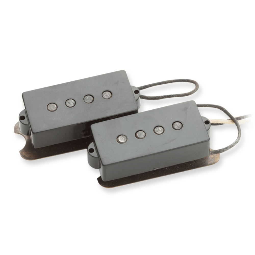 Seymour Duncan Antiquity pickup for single coil P-Bass, shown in close-up with vintage-style design and mounting hardware.