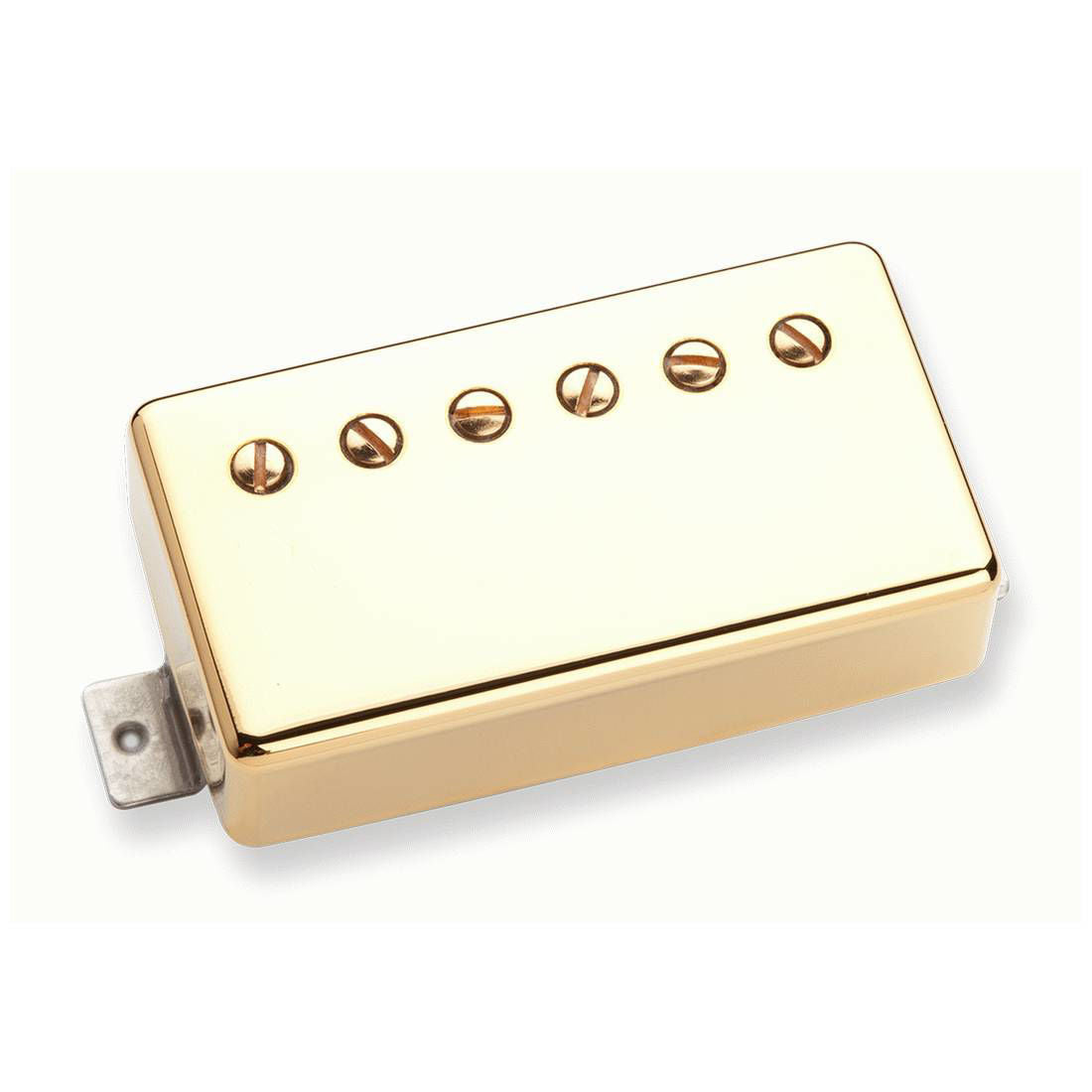 Seymour Duncan SH-55N Seth Lover Model guitar pickup in gold, showing the vintage-style humbucker with mounting hardware.