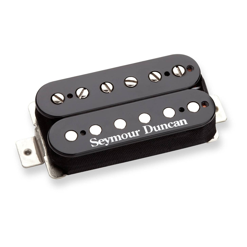 Black Seymour Duncan SH-2N Jazz Model pickups for electric guitars, shown with wiring and mounting hardware.