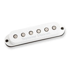 Seymour Duncan SSL-5 Custom Staggered Stratocaster pickup installed, showing its metal pole pieces and vintage-style design.