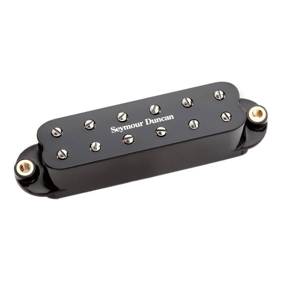 Black Seymour Duncan SJBJ-1B Jr Humbucker pickup for Stratocaster guitar, shown with mounting hardware and wiring.