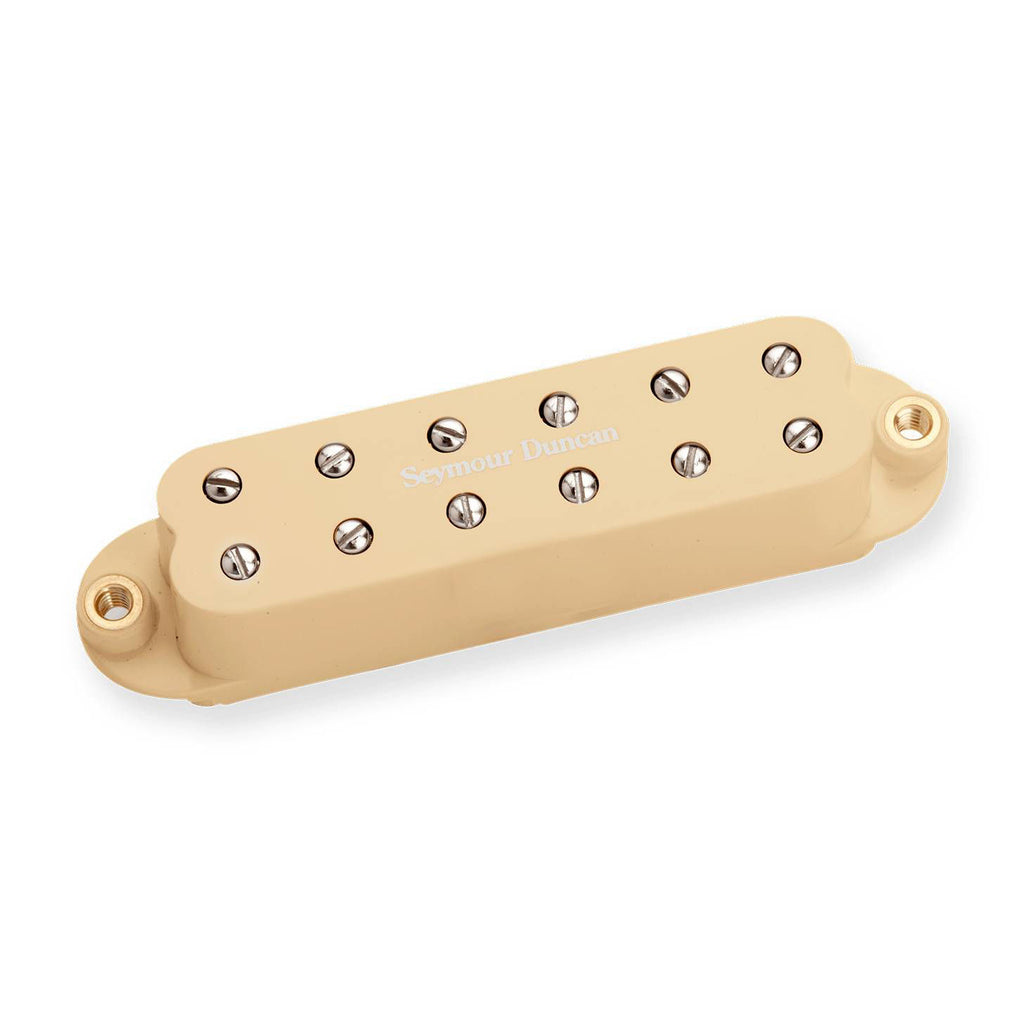 Seymour Duncan Little 59 Strat pickup in cream color, showcasing its compact design and polished finish for electric guitars.