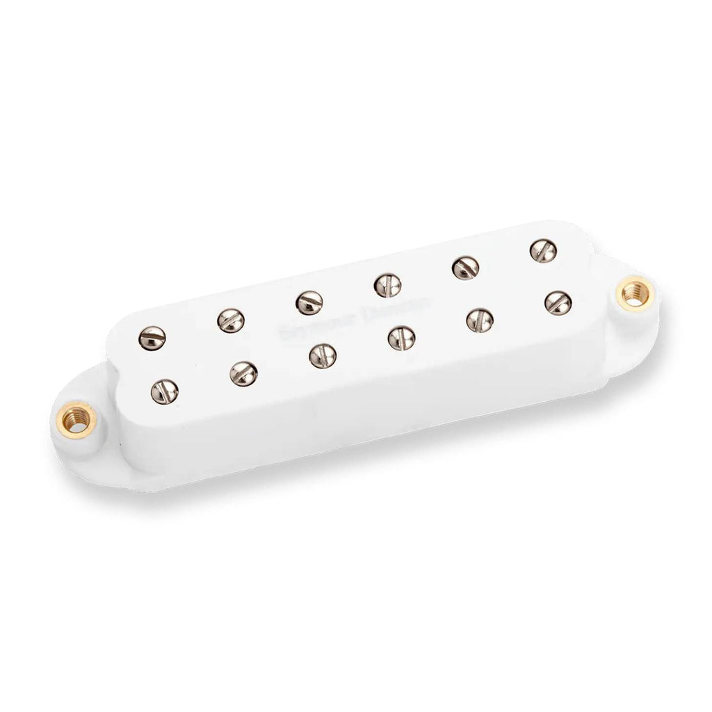 White Seymour Duncan Little 59 Strat pickup, humbucker-style electric guitar pickup with chrome cover, for enhanced tone and output.