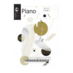 AMEB Piano Series 18 Grade 1 piano books stacked with sheet music for beginner piano students.