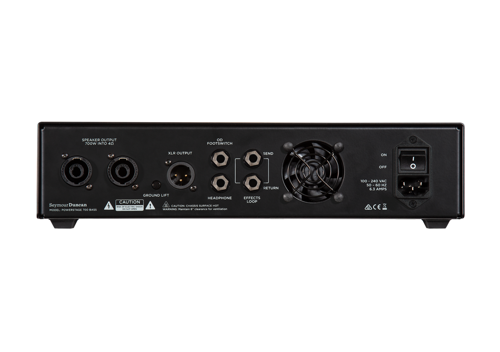 Seymour Duncan Powerstage 700 Bass Compact portable bass amp head with control knobs and power switch for bass guitar amplification.