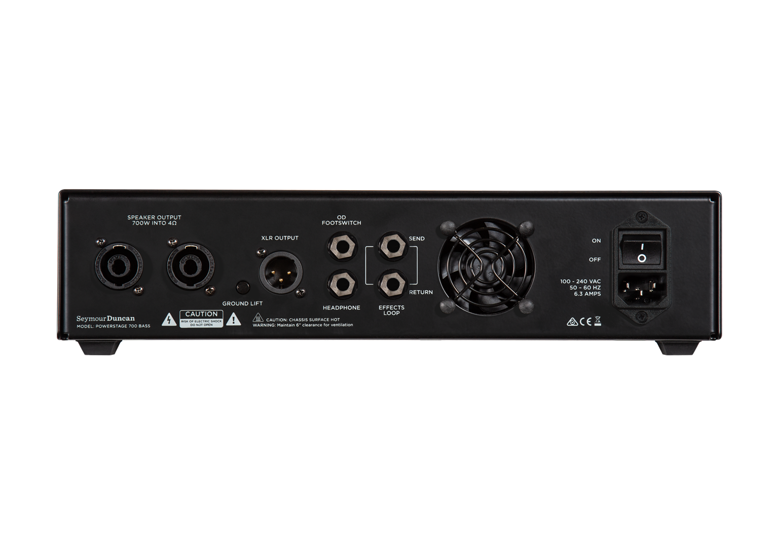 Seymour Duncan Powerstage 700 bass compact portable amplifier head with control knobs and power indicator.