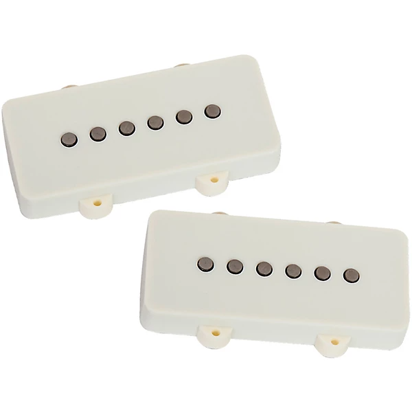 Seymour Duncan Jazzmaster Silencer Vintage Pickup Set in parchment with coil and wiring visible for electric guitar.