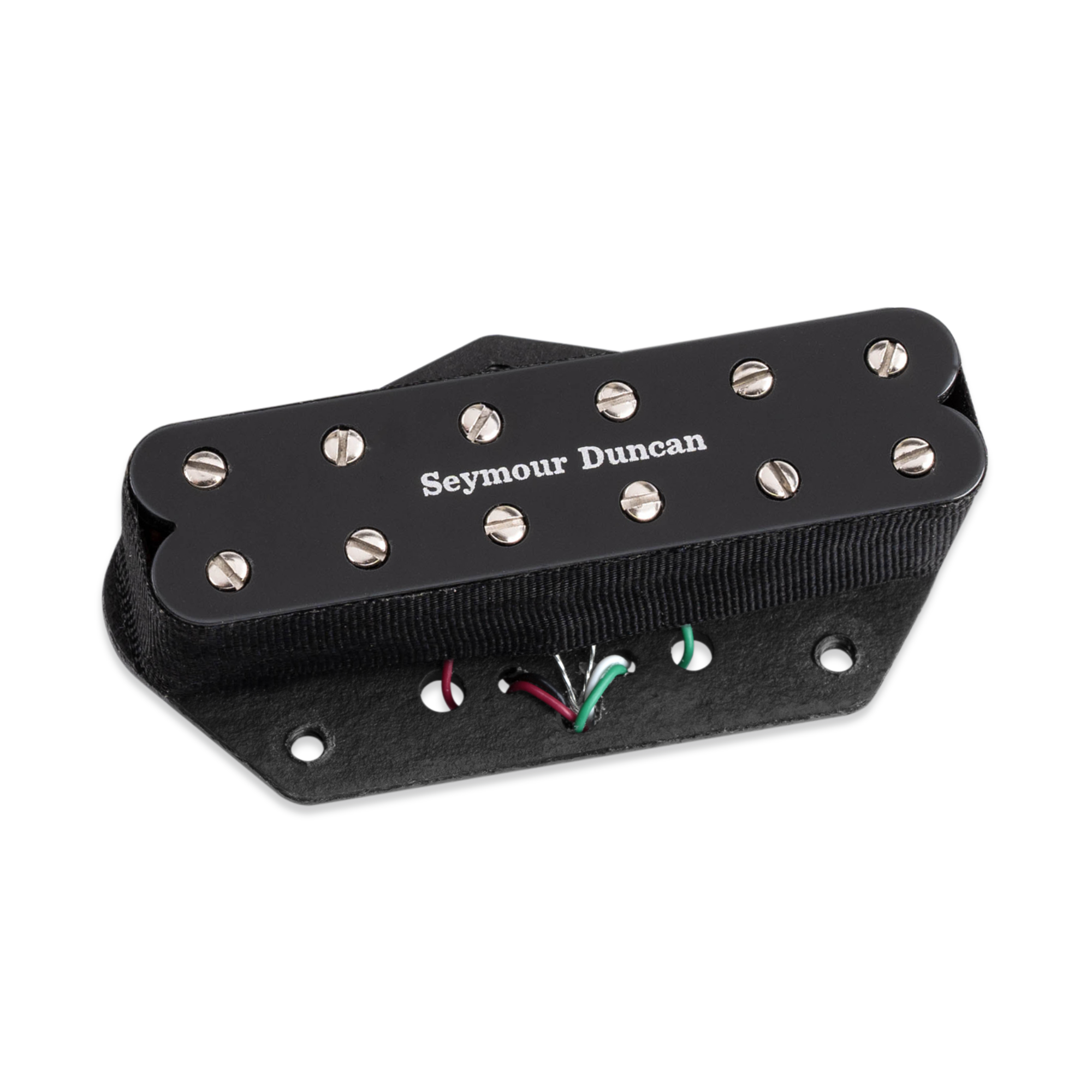 Seymour Duncan JB Jr. Tele bridge pickup with metal cover and wire leads, ideal for electric guitar tones.