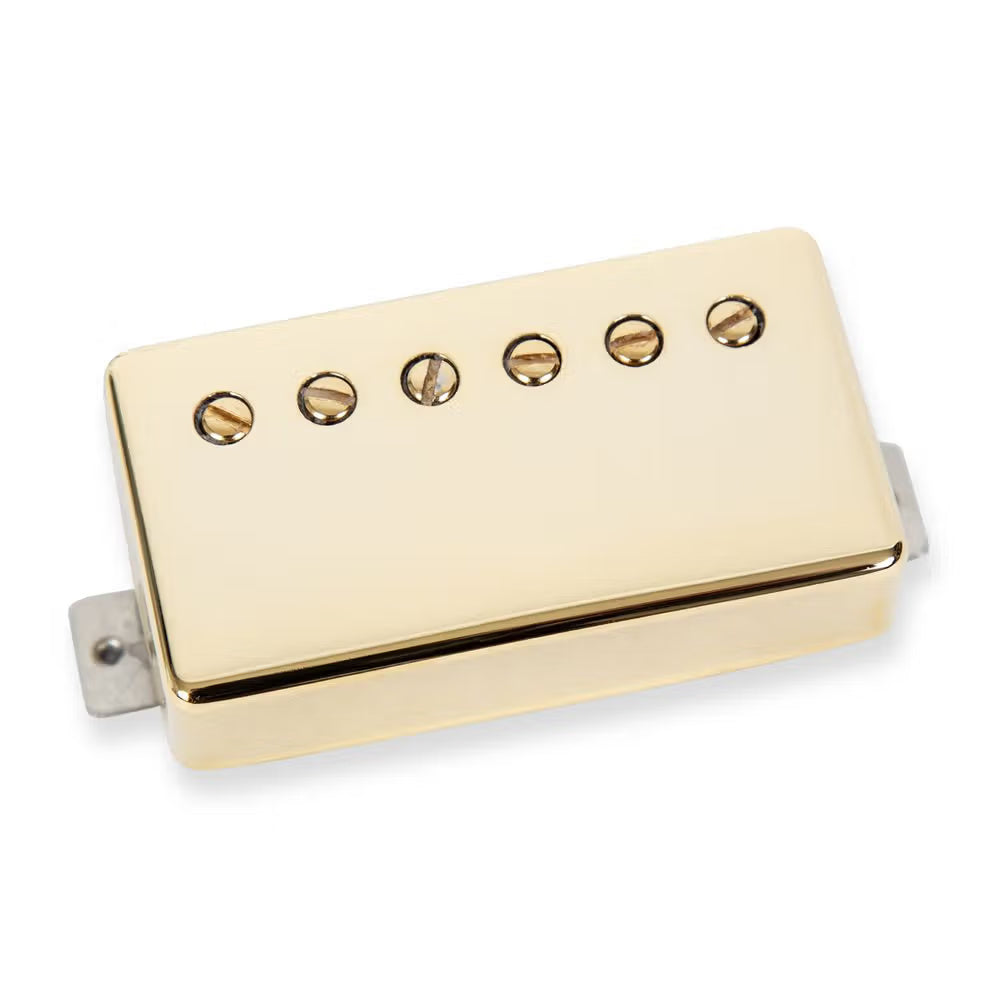 Seymour Duncan LLT Slash 3.0 Humbucker Neck pickup in gold, showing the pickup with mounting hardware and gold finish.