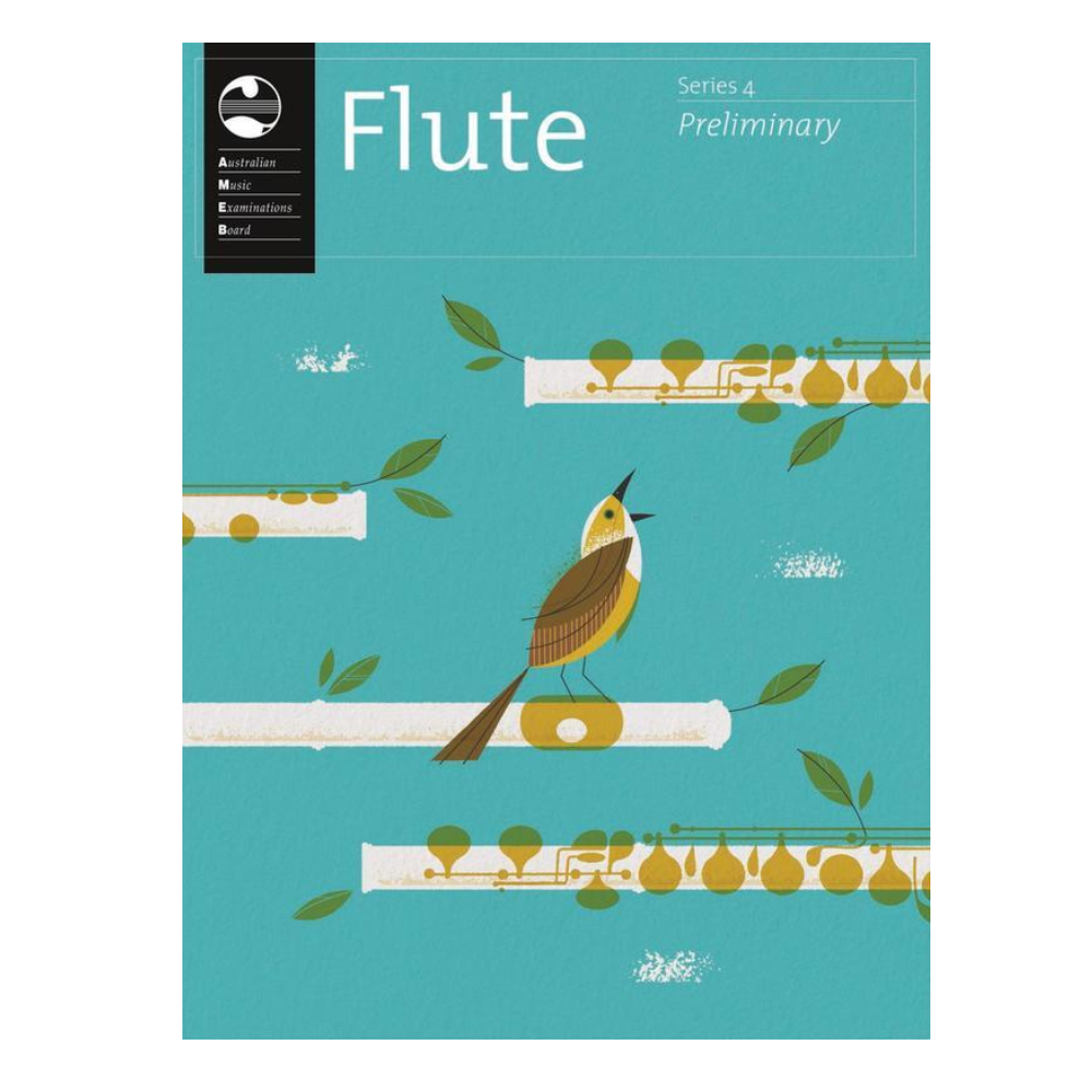 Hal Leonard Flute Series 4 Preliminary Grade Book for brass and woodwind instruments, showing sheet music and cover.