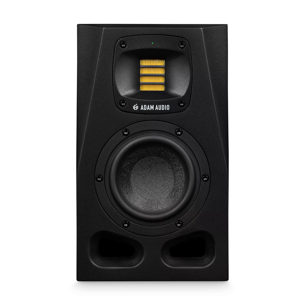 ADAM Audio A4V 4-inch 2-way nearfield studio monitor speaker, showing the front grille and control panel.