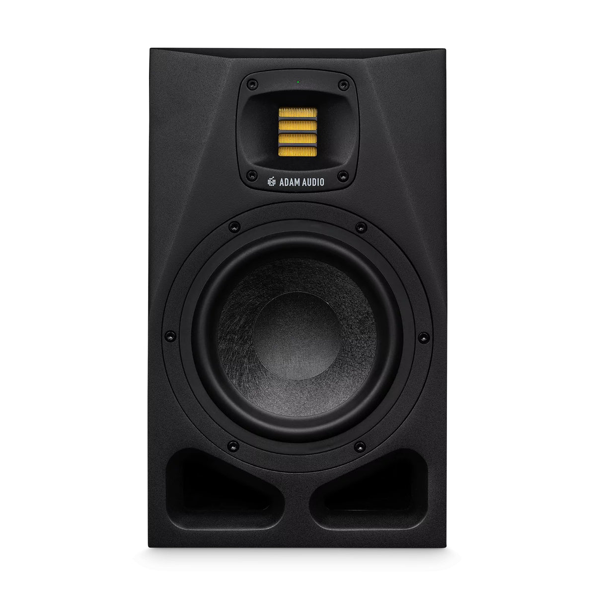 ADAM Audio A7V 7-inch 2-way nearfield studio monitor speaker, single, with sleek black enclosure and speaker grille.